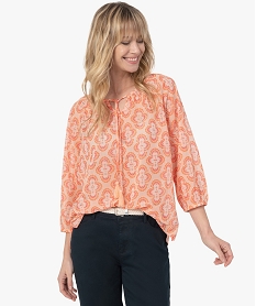 GEMO Blouse femme en voile avec fines rayures pailletées Imprimé