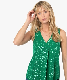 blouse femme sans manches avec col v a motifs pailletes vert blousesF889601_2