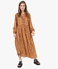 GEMO Robe femme imprimée avec fines rayures pailletées Imprimé