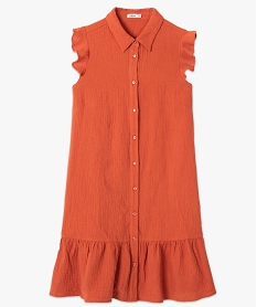 robe femme en gaze de coton a col chemise orangeF893301_4