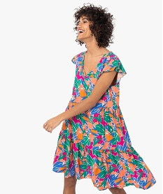 GEMO Robe femme imprimée avec manches à volants Imprimé