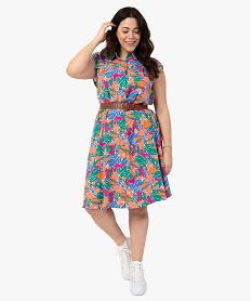 GEMO Robe femme grande taille imprimée boutonnée sur l’avant Imprimé