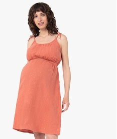 GEMO Robe de grossesse courte à fines bretelles nouées Orange