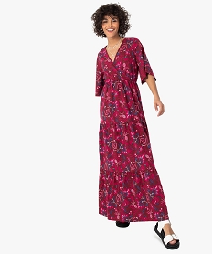 robe longue femme a manches courtes a motifs fleuris imprimeF895101_1