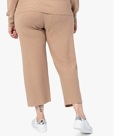 pantalon femme grande taille en maille souple avec large ceinture beigeF895801_2