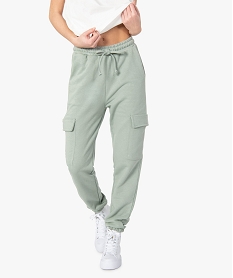 GEMO Pantalon de jogging femme avec poches à rabat Vert