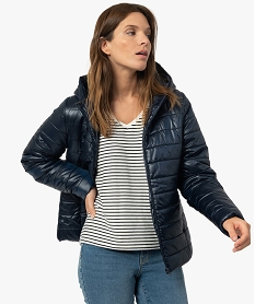 blouson femme matelasse avec capuche bleuF896901_1