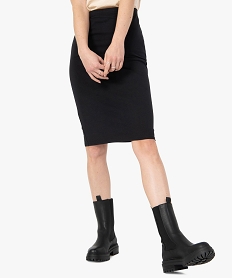 GEMO Jupe femme droite en maille extensible Noir
