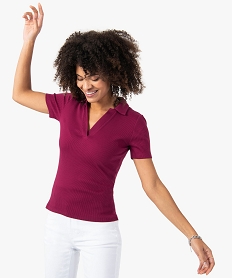 polo femme a manches courtes en maille cotelee rouge tee-shirts tops et debardeursF899001_1