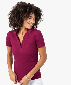 polo femme a manches courtes en maille cotelee rouge tee-shirts tops et debardeursF899001_2