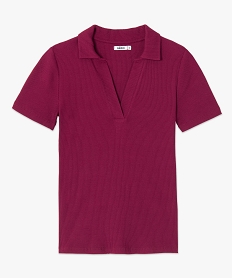 polo femme a manches courtes en maille cotelee rouge tee-shirts tops et debardeursF899001_4