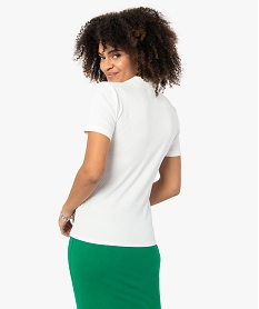 polo femme a manches courtes en maille cotelee blanc tee-shirts tops et debardeursF899101_3