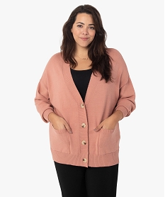 gilet femme grande taille en maille souple et gros boutons rose pulls et giletsF899501_1