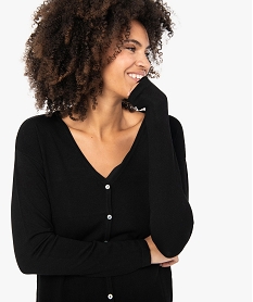 GEMO Gilet femme en maille fine avec col V Noir
