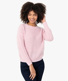 GEMO Pull femme en grosse maille Rose