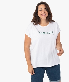 tee-shirt femme grande taille loose avec inscription poitrine blancF906201_1