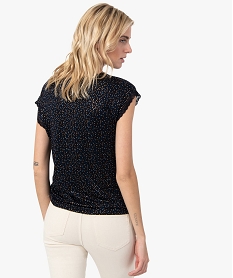 tee-shirt femme imprime avec finitions dentelle bleuF906401_3