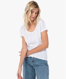 GEMO Tee-shirt femme imprimé à manches courtes Blanc