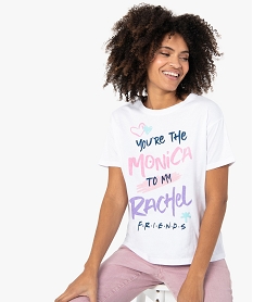 GEMO Tee-shirt femme avec inscription colorée - Friends Blanc