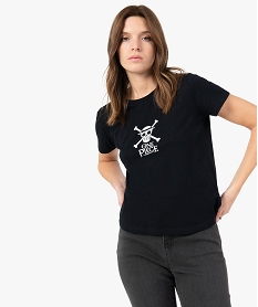 tee-shirt femme avec motif - one piece noir t-shirts manches courtesF908401_1