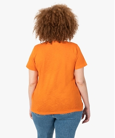 tee-shirt femme grande taille a col v avec lisere paillete orangeF909501_3