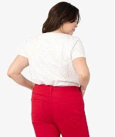tee-shirt femme grande taille a col v et details brillants blancF909701_3