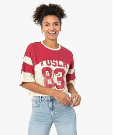GEMO Tee-shirt femme court à manches courtes – Camps United Rouge