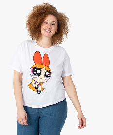 GEMO Tee-shirt femme grande taille avec motif XXL – Powerpuff Girl Blanc