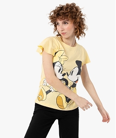 GEMO Tee-shirt femme avec motif XXL Mickey Minnie - Disney Jaune