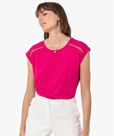 GEMO Tee-shirt femme pailleté avec manches ultra courtes Rose