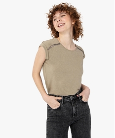 GEMO Tee-shirt femme pailleté avec manches ultra courtes Gris