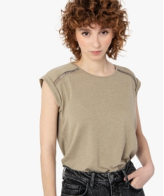 tee-shirt femme paillete avec manches ultra courtes grisF913001_2