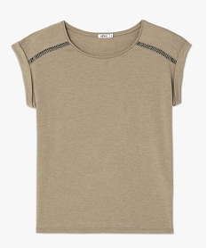 tee-shirt femme paillete avec manches ultra courtes grisF913001_4