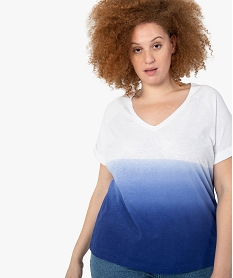 tee-shirt femme grande taille a manches courtes et col v bleuF914001_2