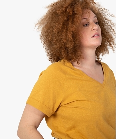 tee-shirt femme grande taille a manches courtes et col v orangeF914101_2