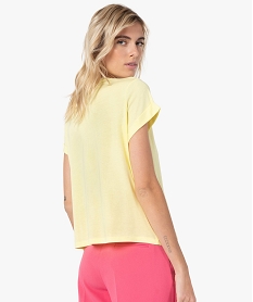 tee-shirt femme a manches courtes avec motif portrait jauneF915301_3