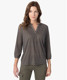 GEMO Tee-shirt femme à manches 34 kaki fonce