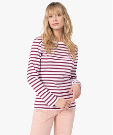 GEMO Tee-shirt femme rayé à manches longues Imprimé