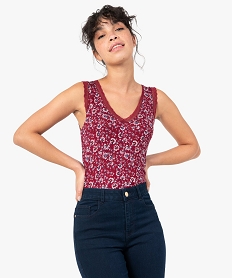 GEMO Débardeur femme à motifs et finitions dentelle Imprimé