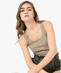 GEMO Débardeur femme uni col rond Gris