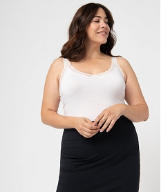 GEMO Débardeur femme grande taille avec bretelles en dentelle blanc standard
