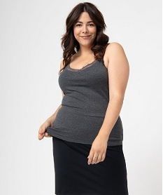 GEMO Débardeur femme grande taille avec bretelles en dentelle gris standard