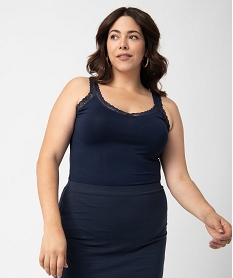 GEMO Débardeur femme grande taille avec bretelles en dentelle Violet