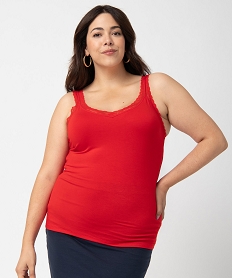 GEMO Débardeur femme grande taille avec bretelles en dentelle rouge standard