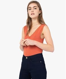 GEMO Débardeur avec col V en dentelle femme Orange