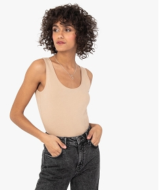 GEMO Débardeur femme uni col rond Beige