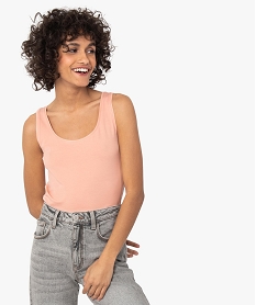 GEMO Débardeur femme uni col rond rose standard