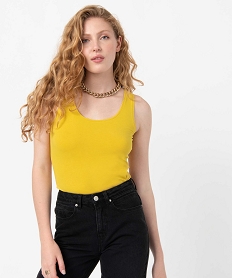 GEMO Débardeur femme uni col rond jaune standard