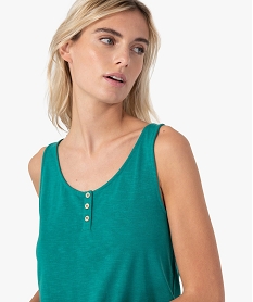 GEMO Débardeur femme en maille fluide avec ouverture boutons Vert