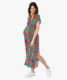 robe de grossesse longue a motifs fleuris multicoloreF924001_1